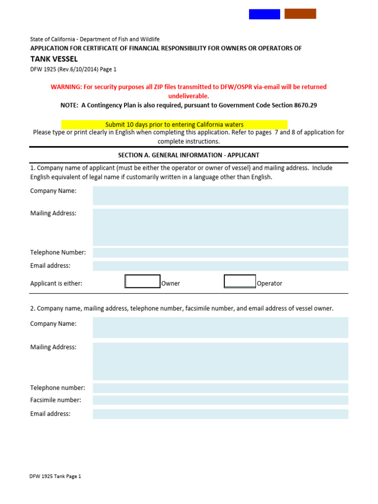 _CA COFR Application_Tank Vessel-filled | PDF | Insurance | Oil Tanker