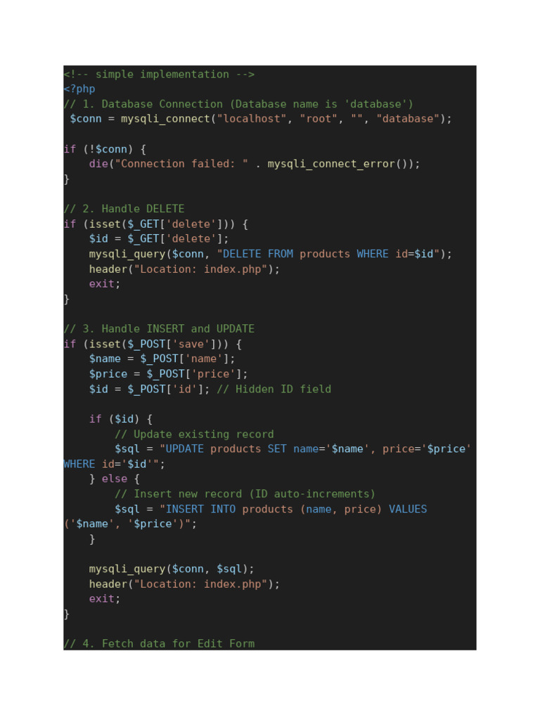 Simple PHP Products CRUD Example | PDF | Data Management