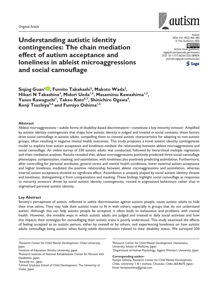 Autistic Identity and Social Camouflage | PDF | Autism | Mental Disorder