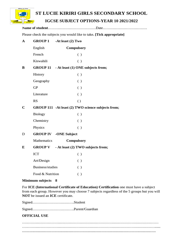 Igcse Subject Selections | PDF