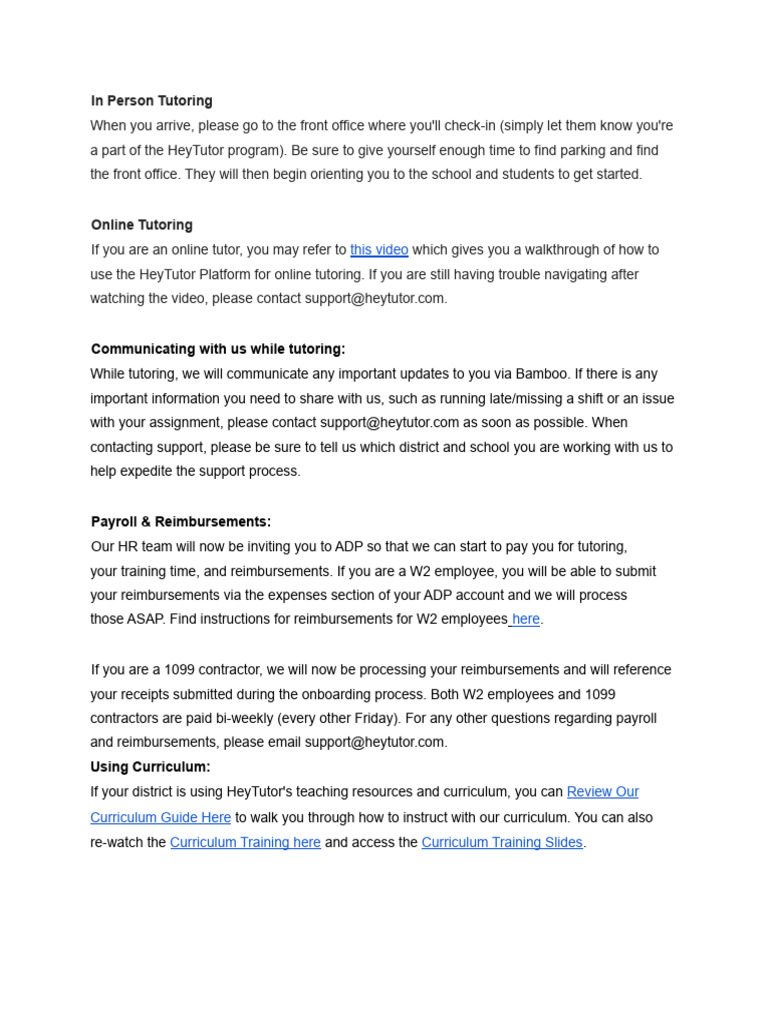 HeyTutor Tutoring Guidelines and Resources | PDF
