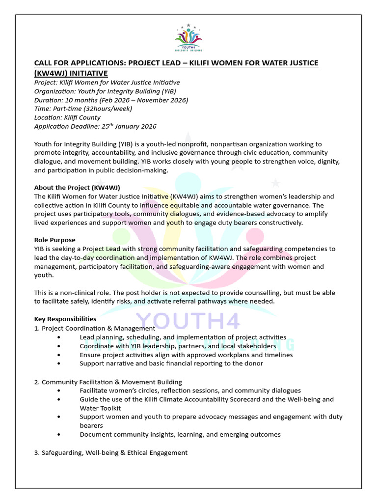 Project Lead Application for KW4WJ Initiative | PDF