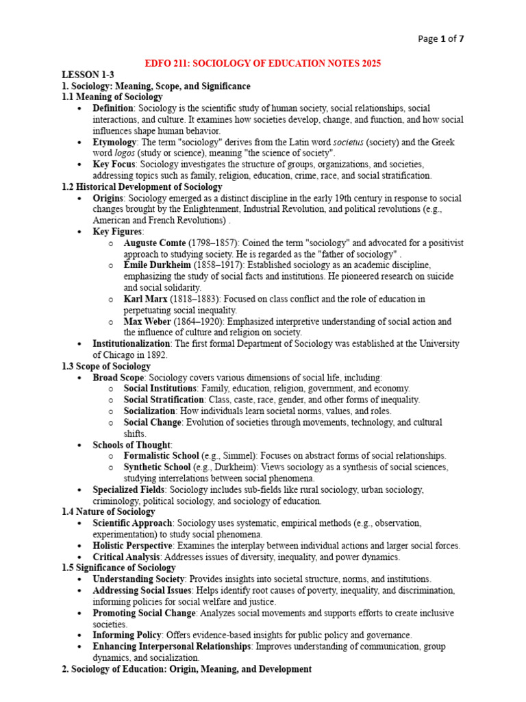 Sociology of Education Overview 2025 | PDF | Sociology | Feminism