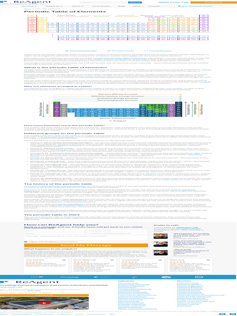 Periodic Table of Elements Overview | PDF | Periodic Table | Chemical ...