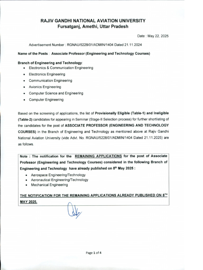 Notification-Shortlisted of Associate Professor - ETC (EC&CS) | PDF