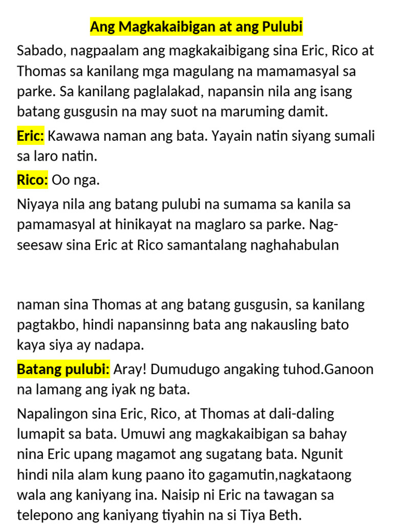 Ang Magkakaibigan at Ang Pulubi | PDF
