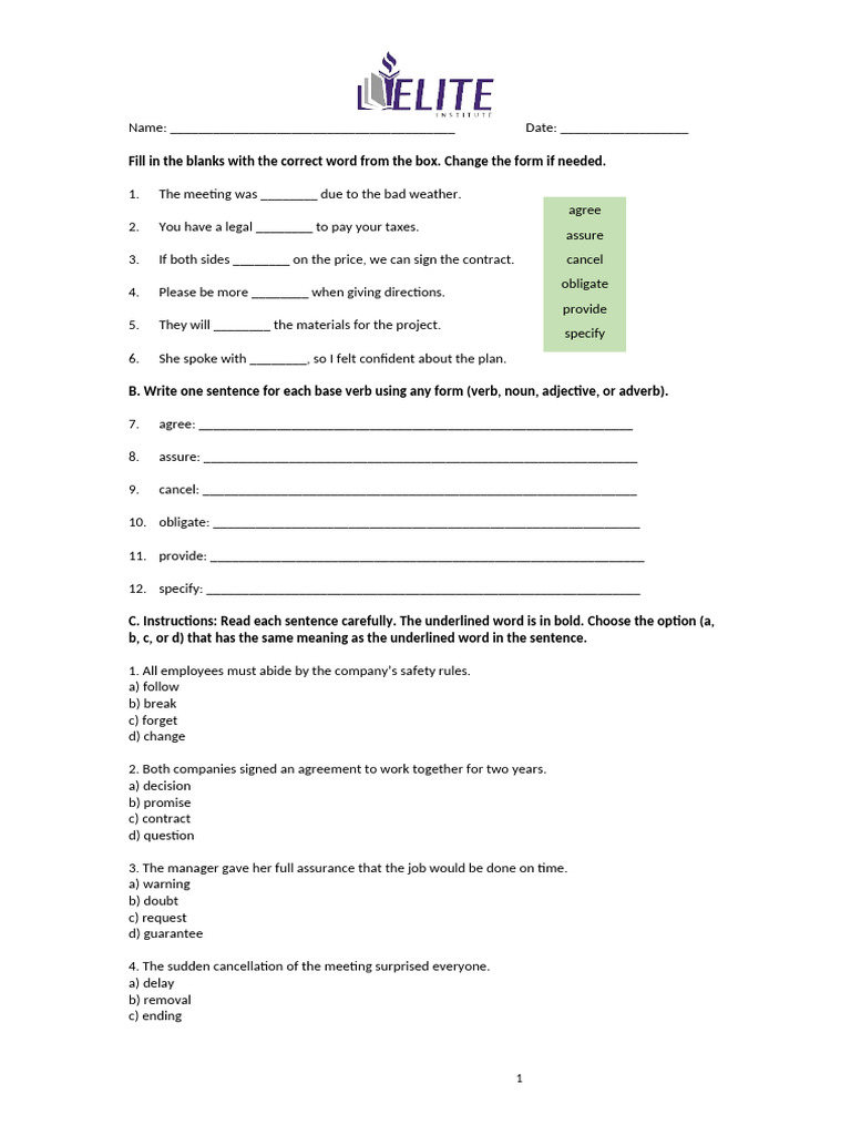 Homework Week 1_Contracts | PDF | Verb | Linguistics