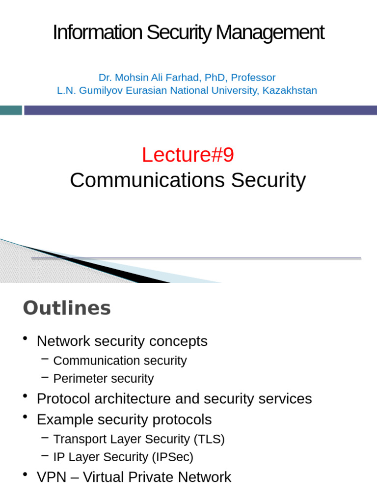 Lecture 9 - Communications Security 1 (1) | PDF | Transport Layer ...