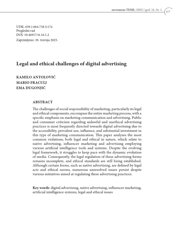 Legal and Ethical Issues in Digital Ads | PDF | Artificial Intelligence ...