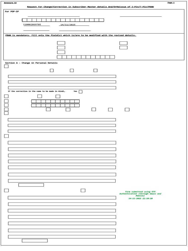 Subscriber Master Change Request Form | PDF | Applications Of ...