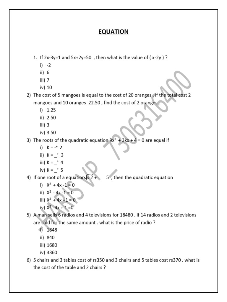 Math Problem Solving Questions | PDF