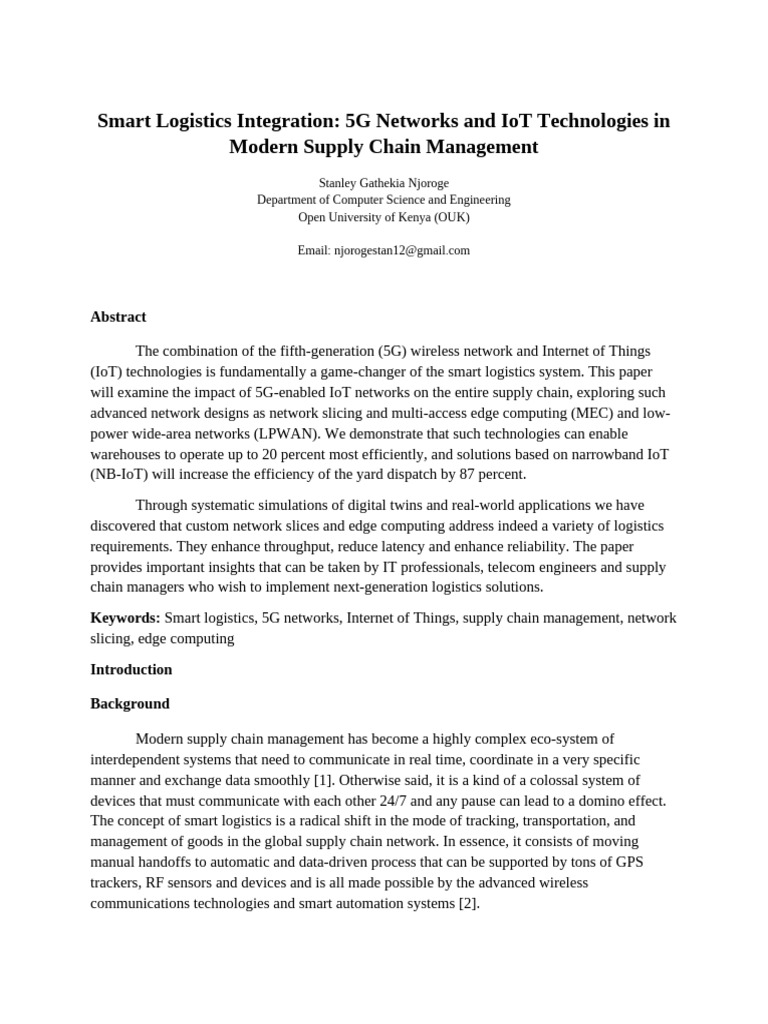5G and IoT in Smart Logistics Systems | PDF | Internet Of Things ...