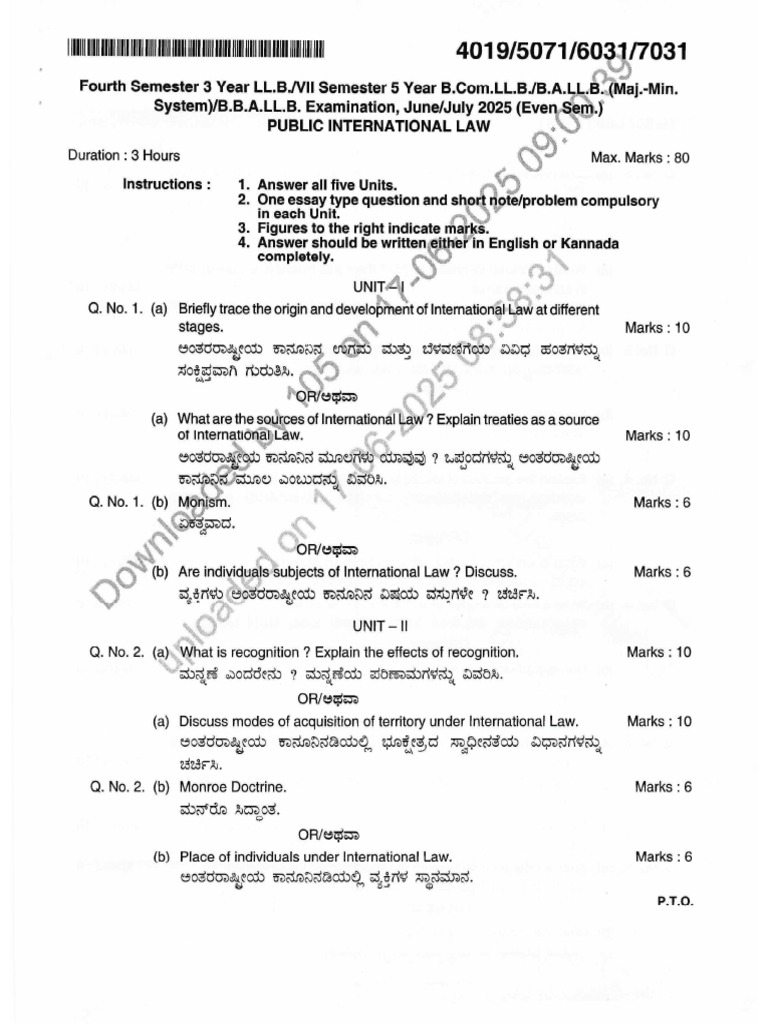 Public International Law - June 2025 | PDF