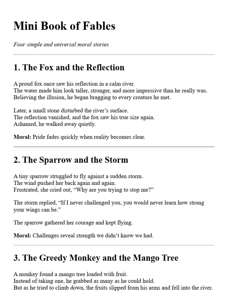 Universal Moral Fables for Kids | PDF