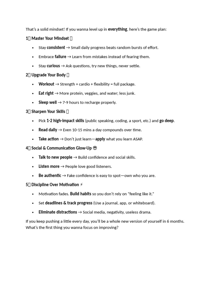 Level Up: Mindset, Body, Skills Guide | PDF