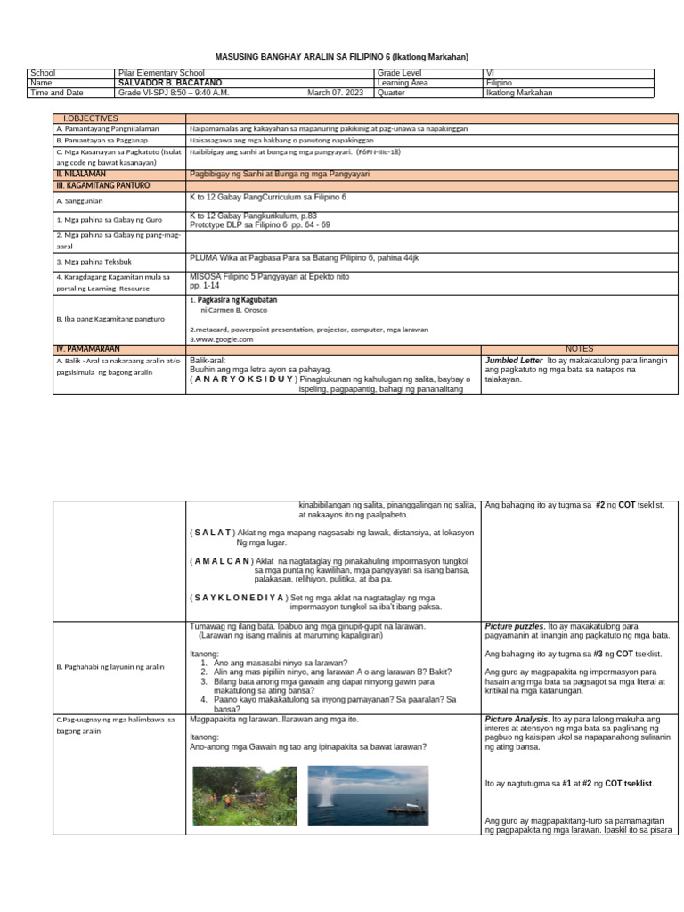 Sample Lesson Plan | PDF