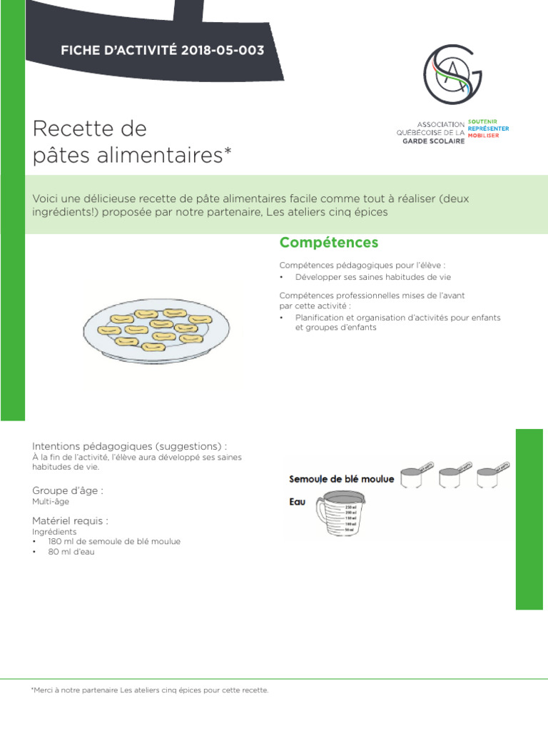 Recette facile de pâtes à deux ingrédients | PDF