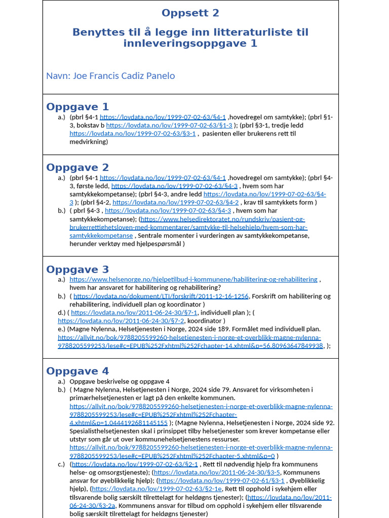 Oppsett 2 - Innleveringsoppgave1, Joe Francis Panelo | PDF