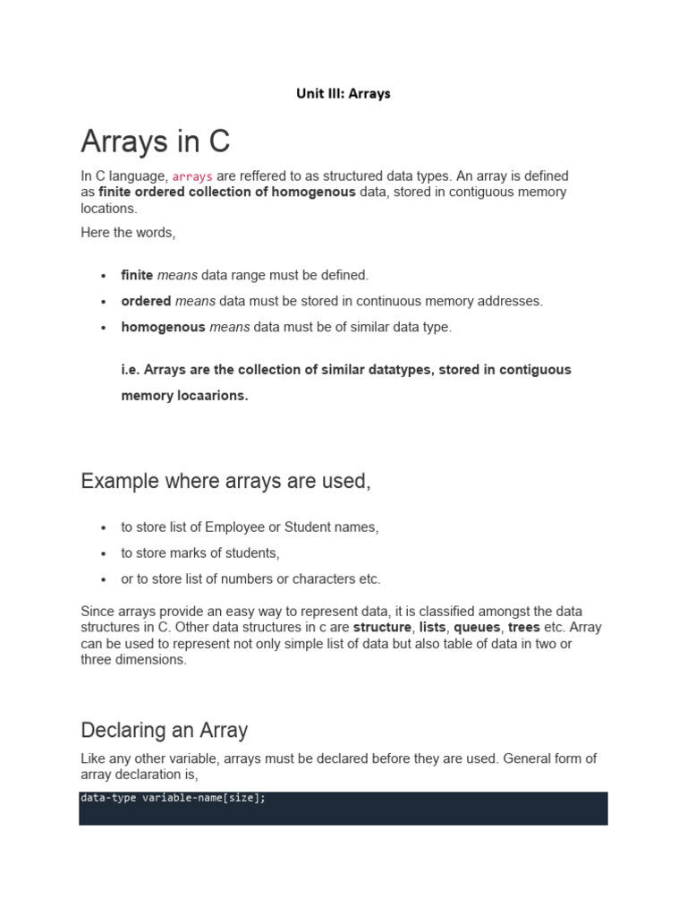 Understanding Arrays in C Programming | PDF | String (Computer Science ...