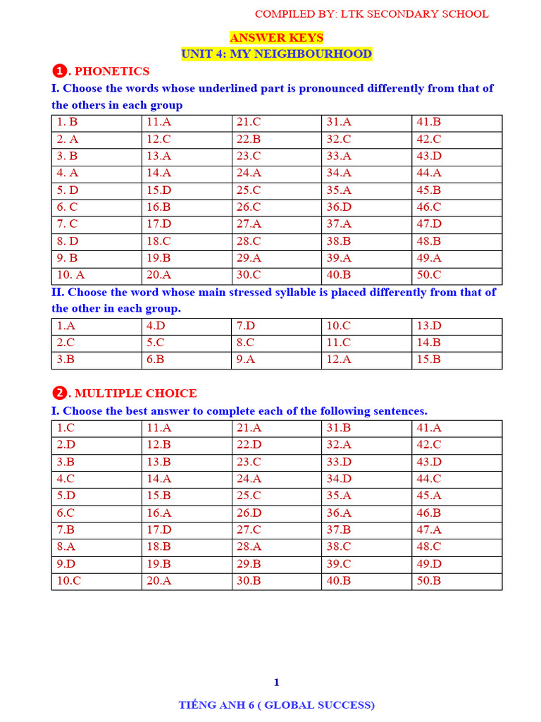 English 6 Unit 4 Answer Keys | PDF | Language Families | Language Mechanics