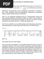 Download Simple Derivation for Relativistic Mass by Glen Peach SN98591006 doc pdf