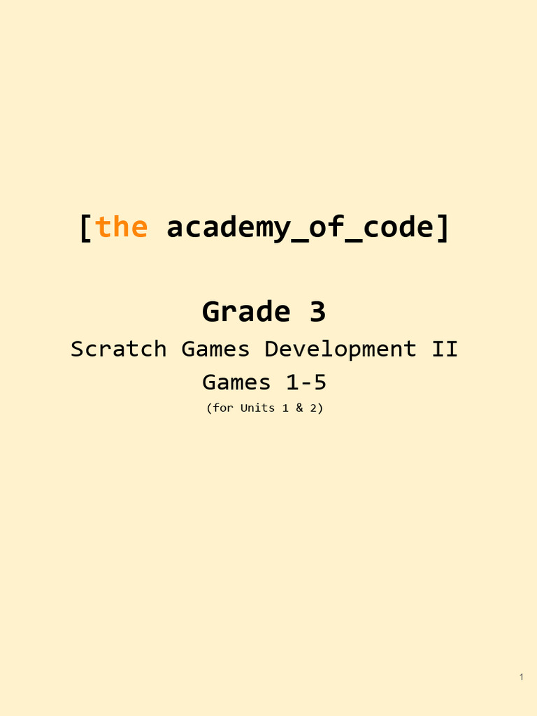 Grade 3 Scratch Game Development Guide | PDF