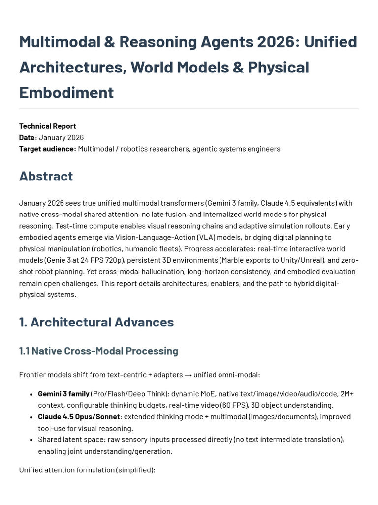 Unified Multimodal Agents 2026 Report | PDF | Simulation | Robotics