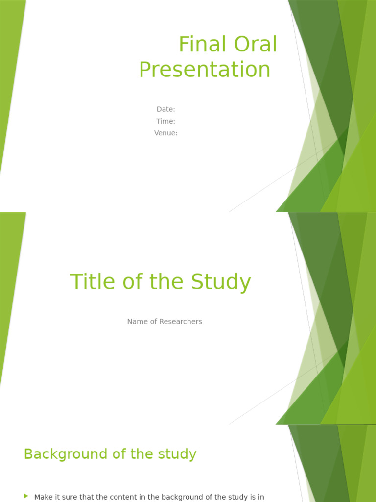 Final Oral Presentation Guidelines | PDF