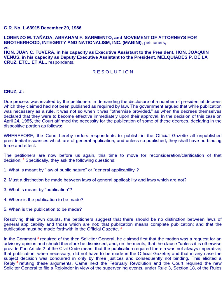 Supreme Court Ruling on Law Publication | PDF | Hearsay | Hearsay In ...