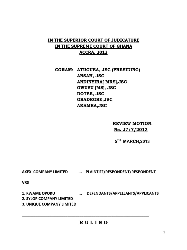 Axexx Company Vrs. Kwame Opuku Ors | PDF | Judgment (Law) | Appeal