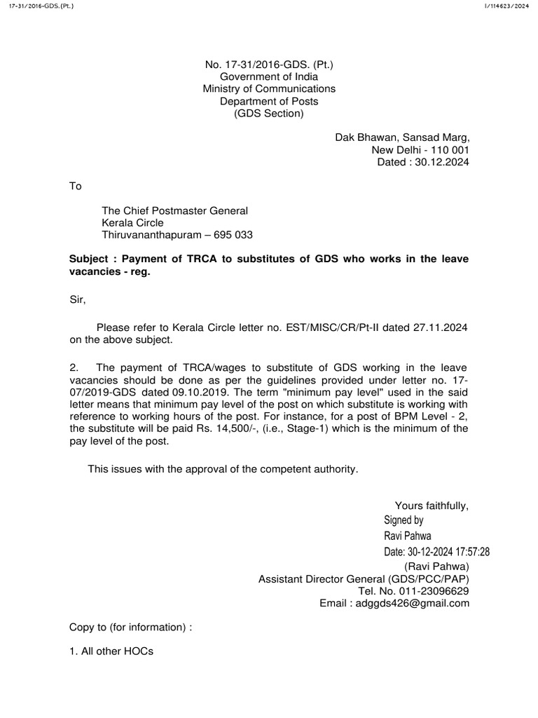 TRCA to GDS Substitute_Clarification Dated 30122_241231_202058 | PDF