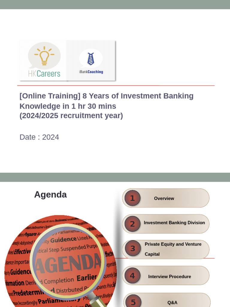 Investment Banking Training Overview | PDF