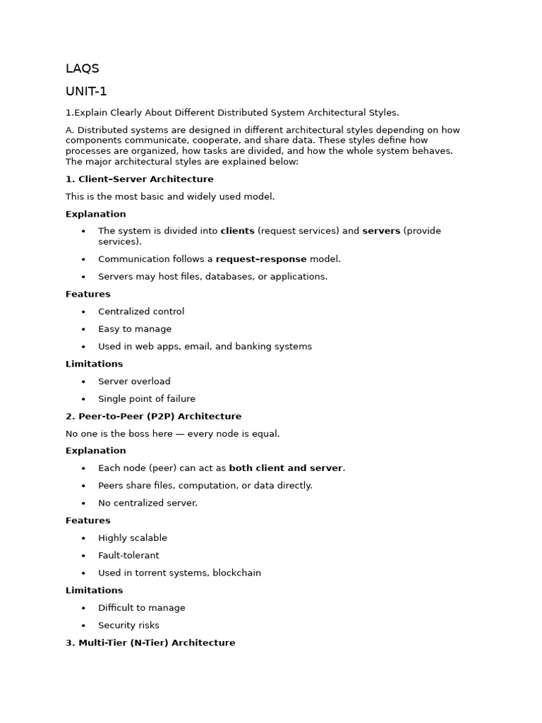 Distributed System Architectures Explained | PDF | Computer Network ...