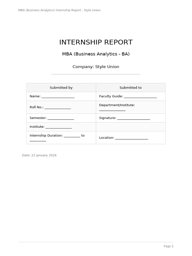 MBA Internship Report: Business Analytics at Style Union | PDF ...