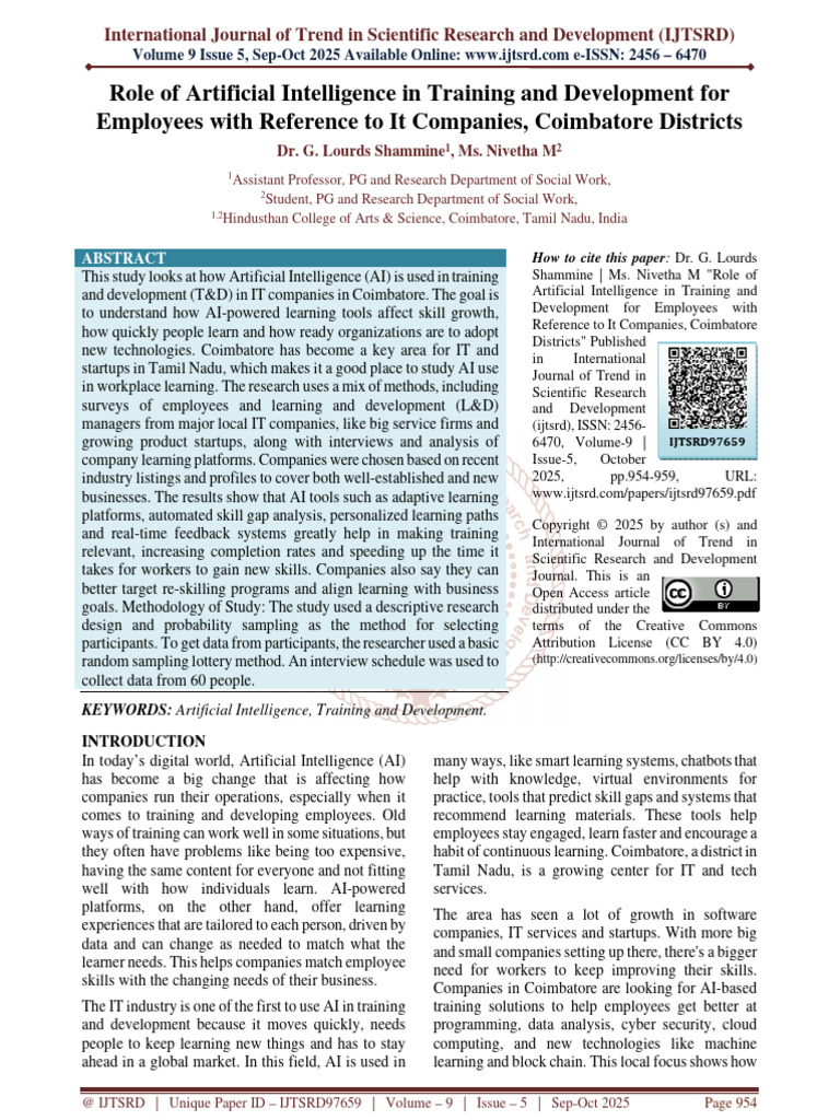 Role of Artificial Intelligence in Training and Development For ...