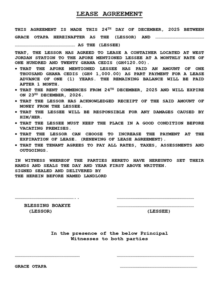 Container Lease Agreement 2025-2026 | PDF