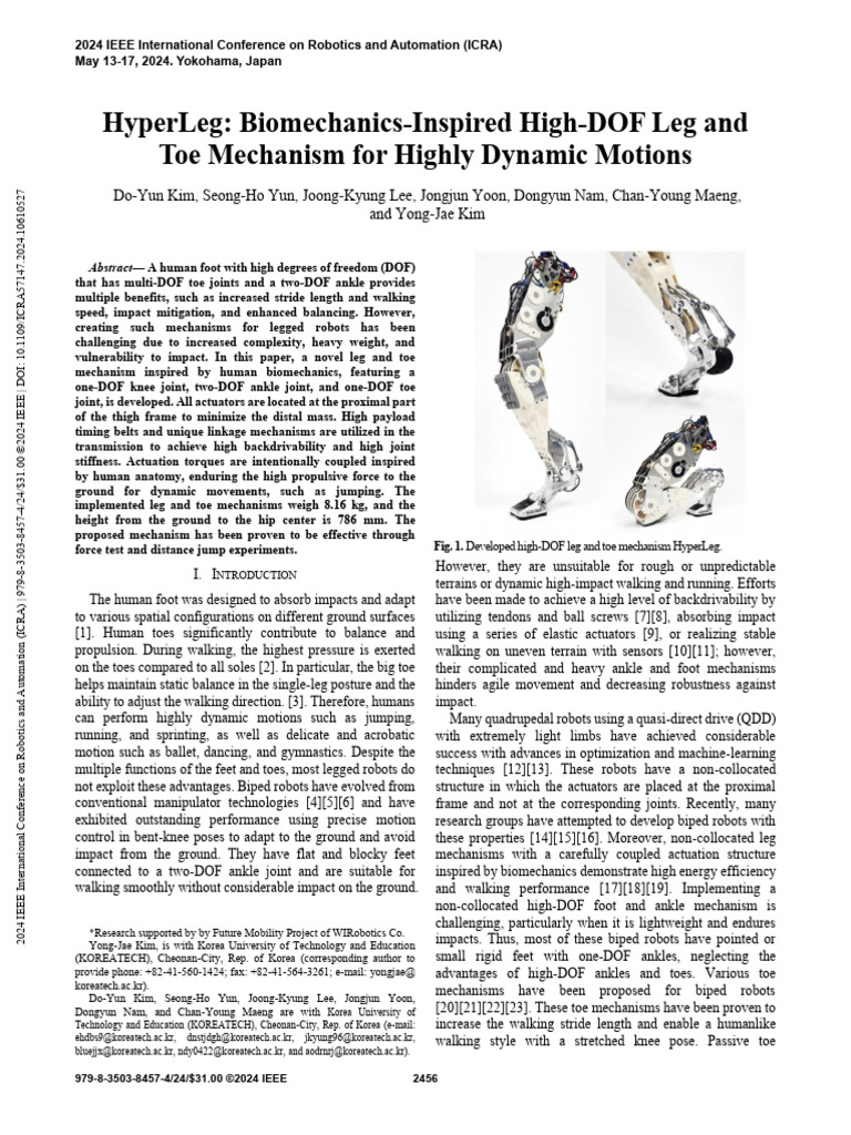 High-DOF Leg and Toe Mechanism Design | PDF | Foot | Ankle