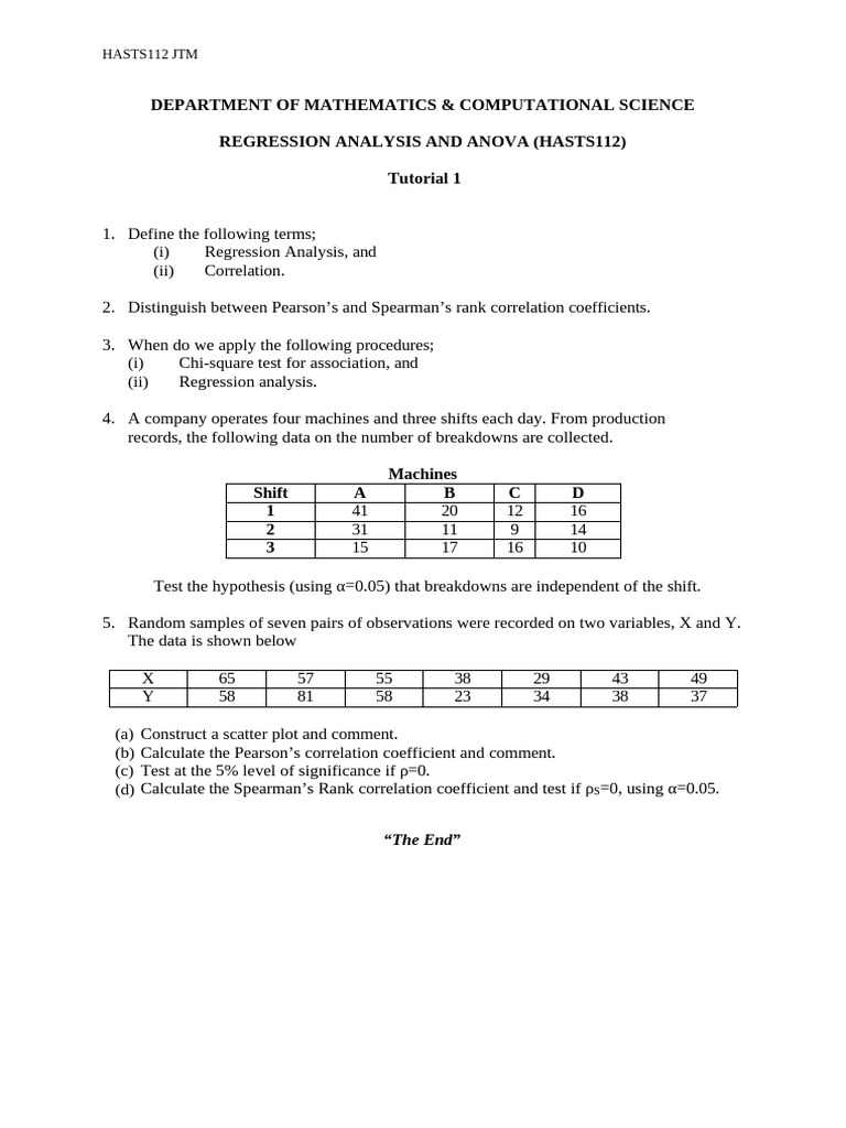 Regression Analysis and ANOVA Tutorial | PDF