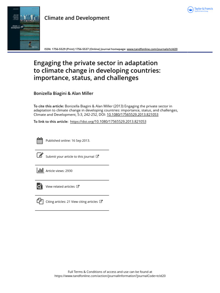 Private Sector Engagement in Climate Adaptation | PDF | Climate ...
