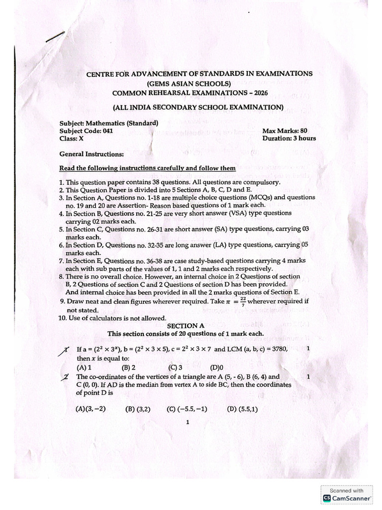Math CASE Exam | PDF