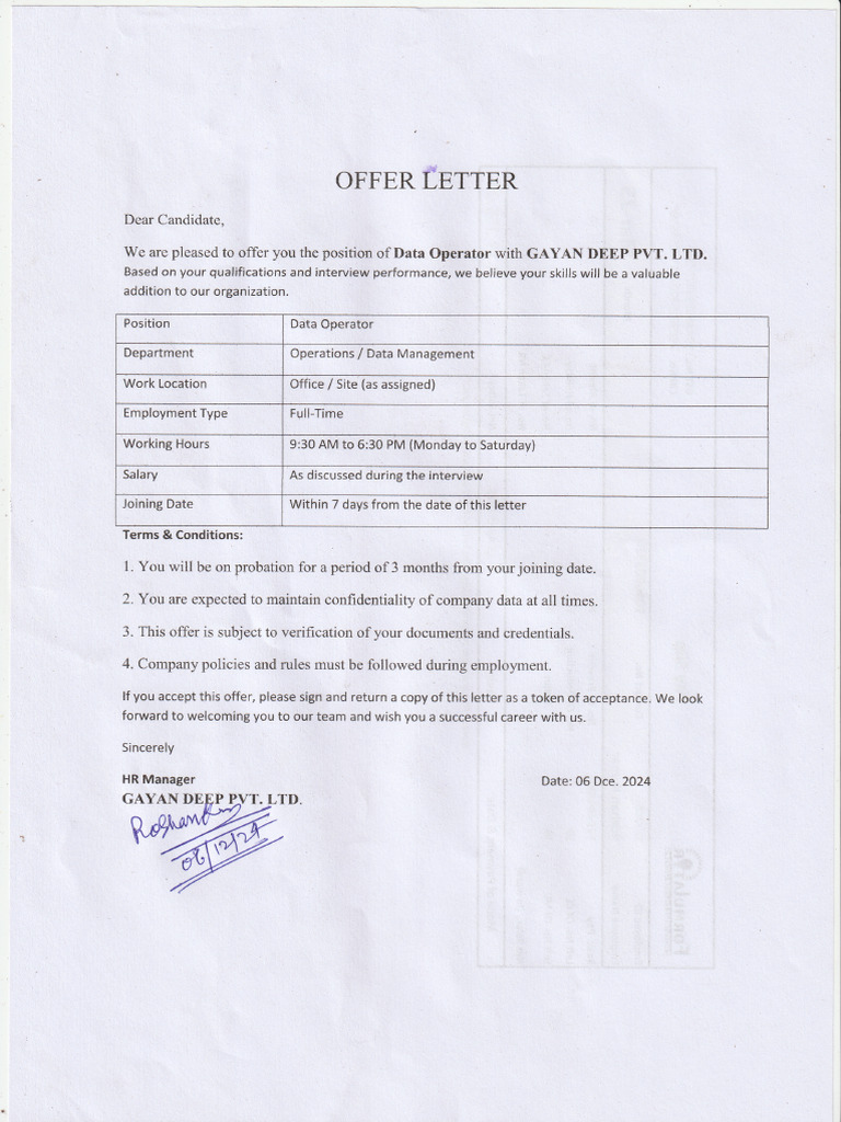 Final Offer Later | PDF