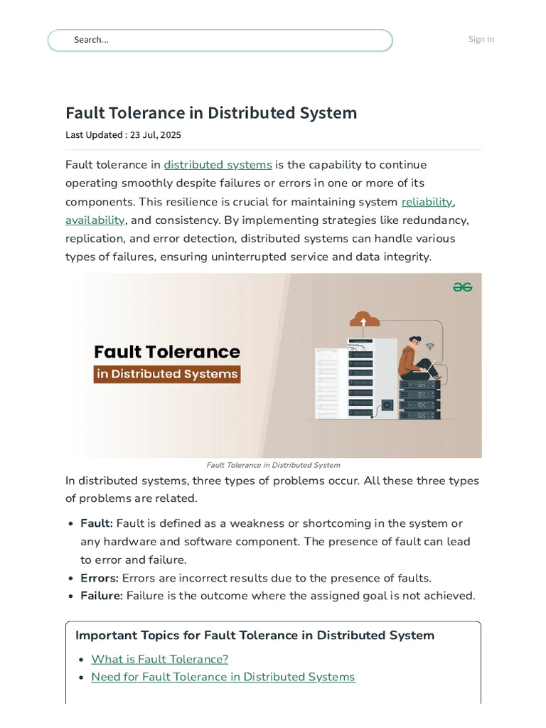 Fault Tolerance in Distributed Systems | PDF | Fault Tolerance ...