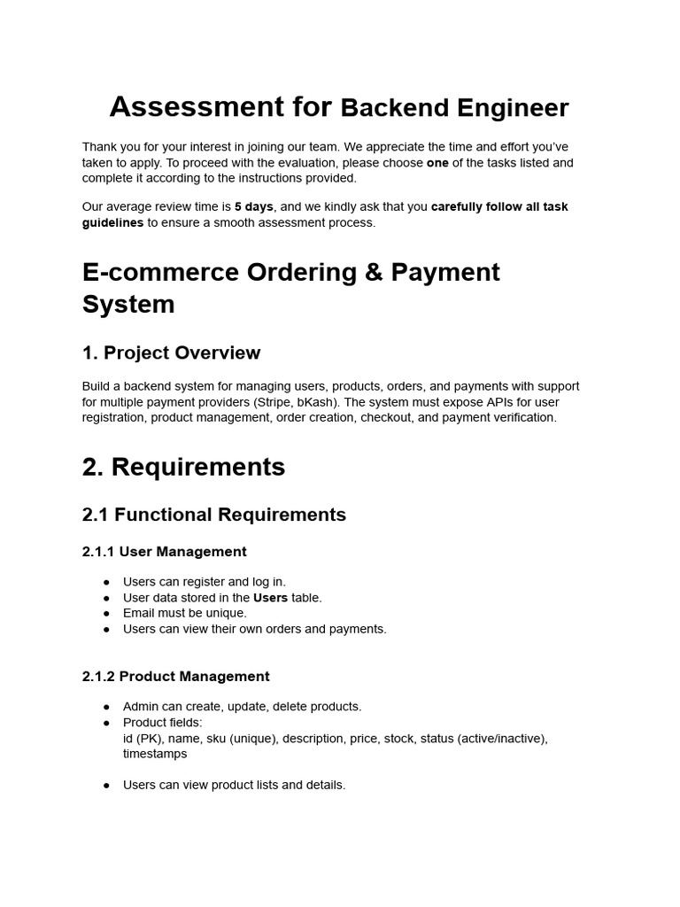 Backend Engineer Assessment Guide | PDF | Computing | Information ...