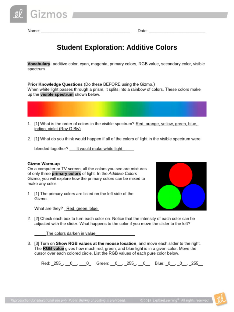 Additive Color Mixing Exploration | PDF | Color | Rgb Color Model