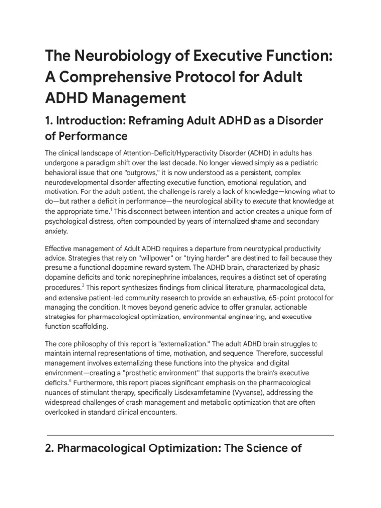 Adult ADHD Management Protocols | PDF | Stimulant | Attention Deficit ...