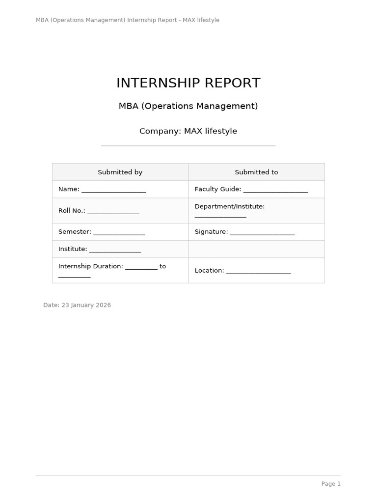 MBA Internship Report: Operations at MAX | PDF | Operations Management ...