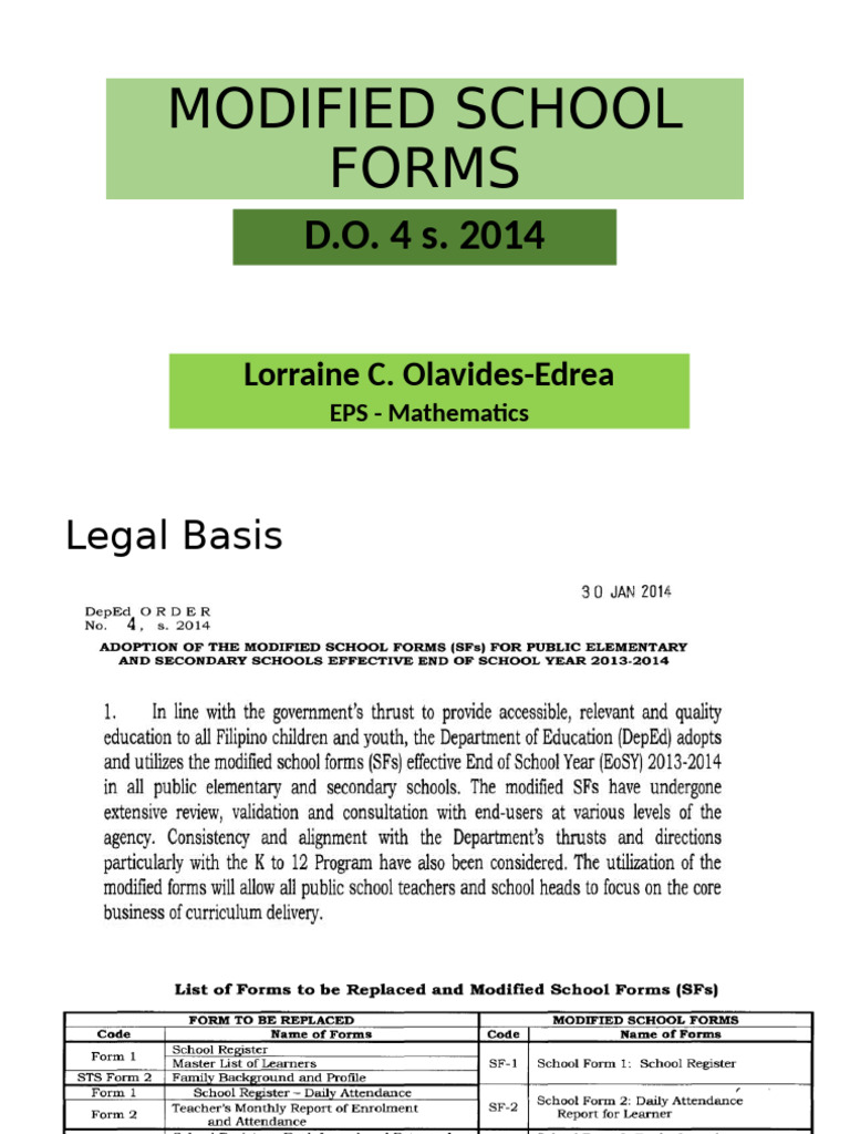 Modified School Forms Overview | PDF