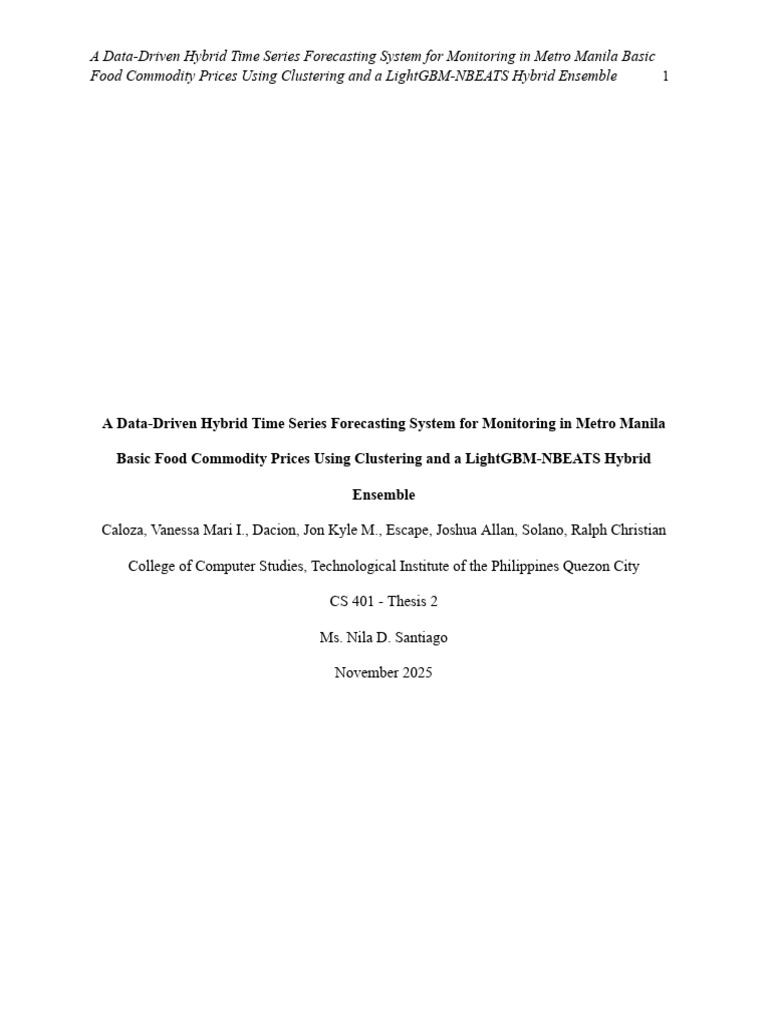 Hybrid Time Series Forecasting for Food Prices | PDF | Time Series ...