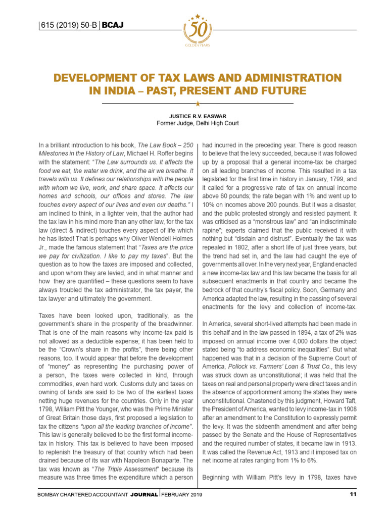 Evolution of Tax Laws in India | PDF | Taxes | Income Tax