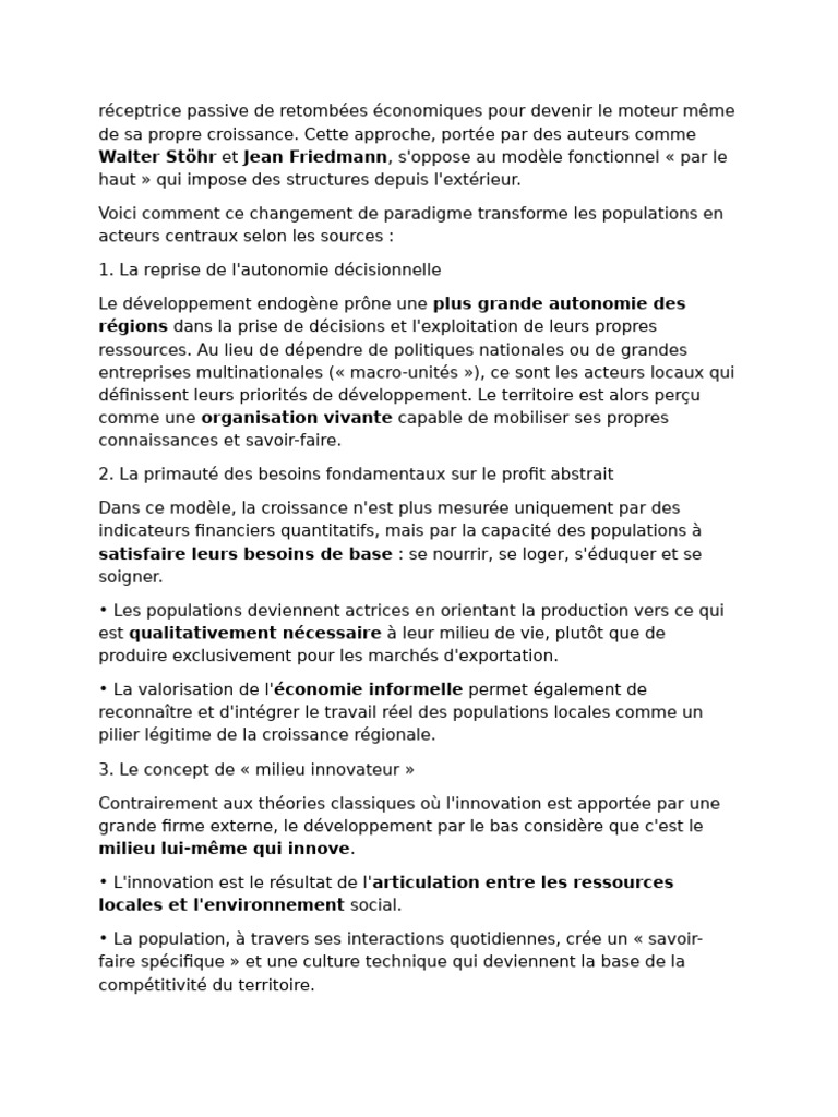 Développement endogène : autonomie et innovation | PDF | Innovation ...